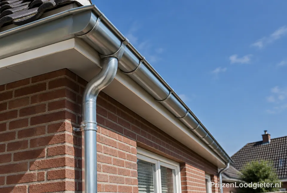Zinken dakgoot aan een woning